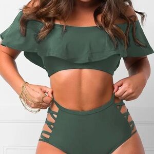 Women's Off-Shoulder Green Bikini Set